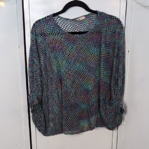 Elegant Multicolor Knit Women's Poncho